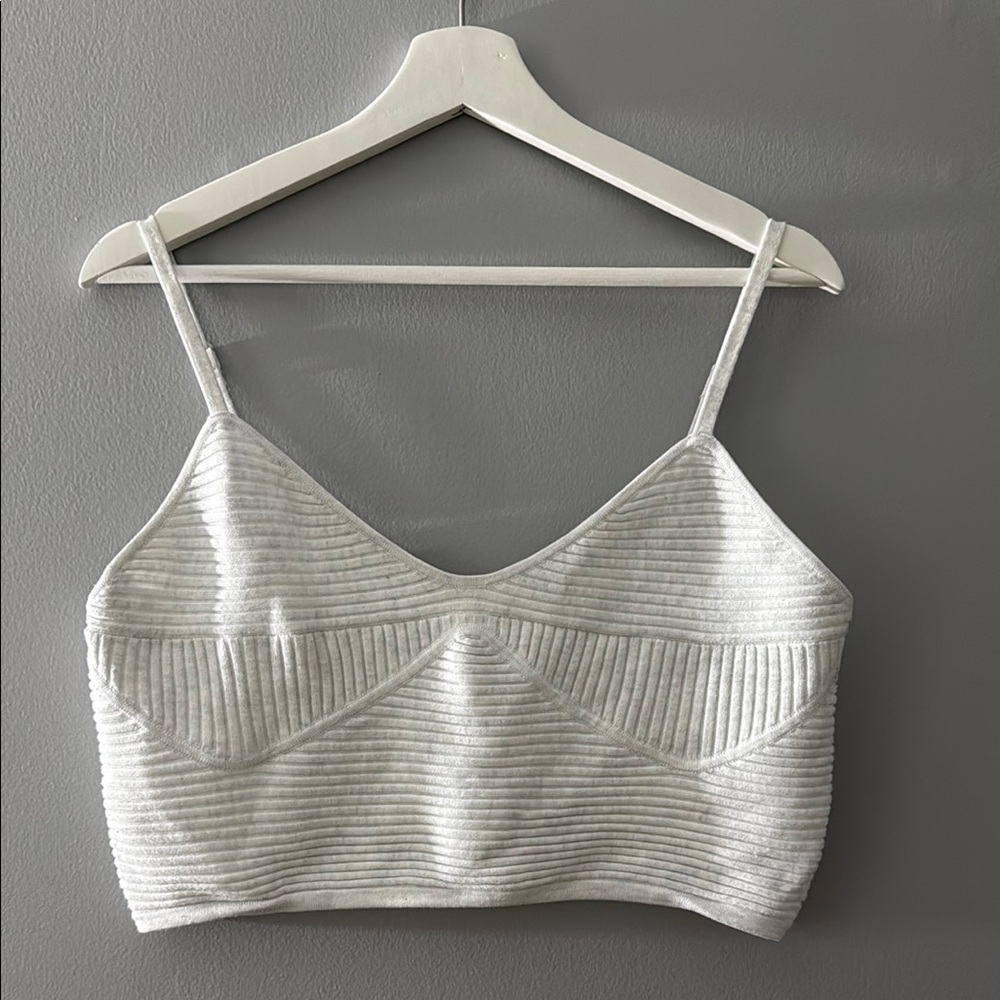 Aerie White Ribbed Camisole Top